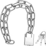 Lot d'Antivol pour Vélo et Moto, 80 cm, Chaîne de Sécurité en Acier Inoxydable, avec Cadenas et Clé, pour Garages, Portes, Clôtures et Serrures de ...