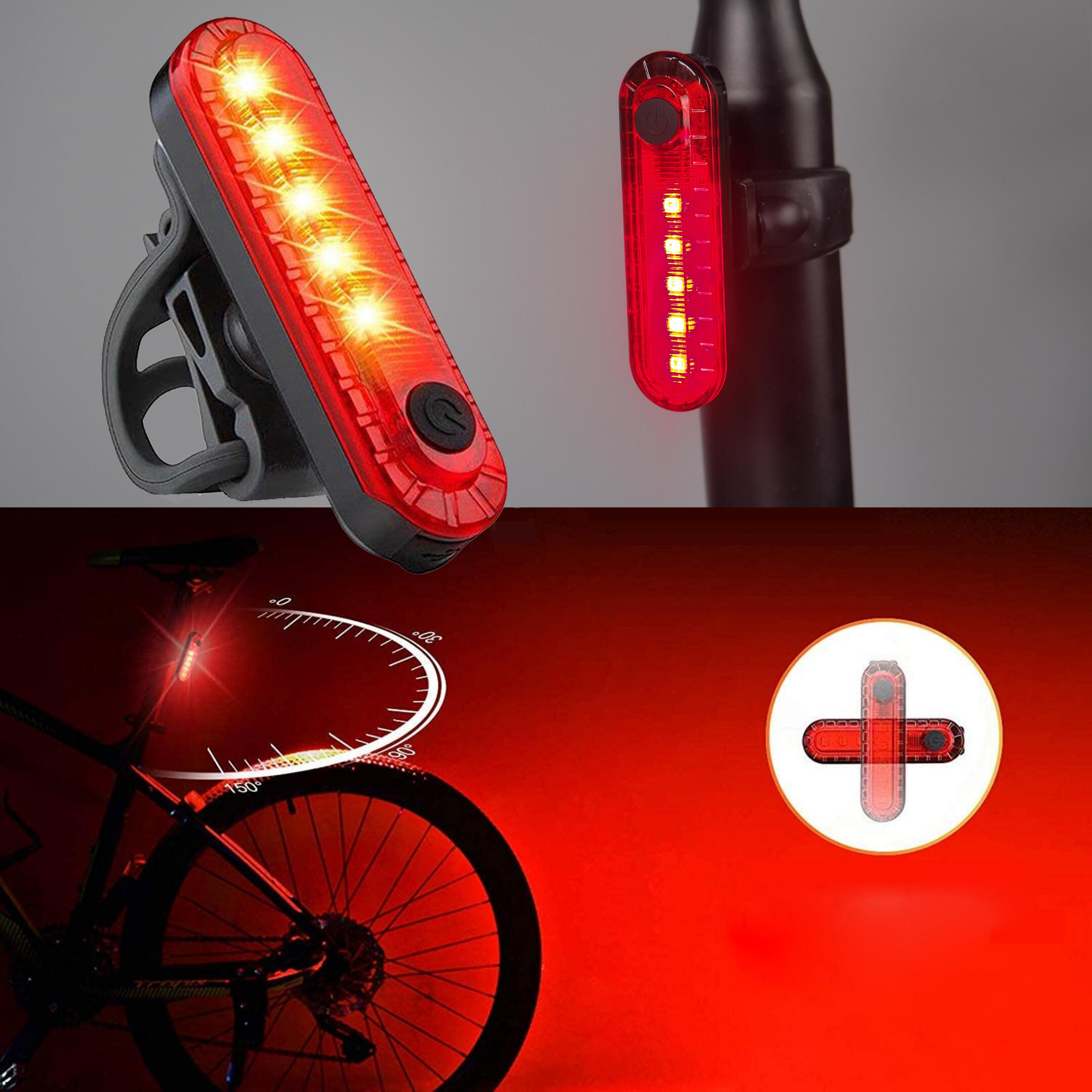 lumiere-velo-967psl.jpg Kit éclairage vélo LED, Lampe avant et arrière USB C – Image 1