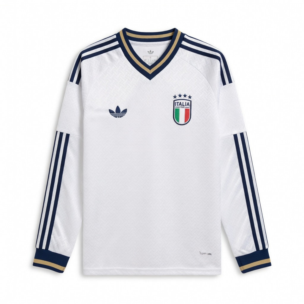 maillot-manche-longue-020ydp-1.jpg Maillot Italie Manches Longues Homme Exterieur Blanc 2025 2026 – Foot Sport – Maillots & Équipements Foot Sport – Image 1