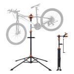 VEVOR Pied d'Atelier Vélo Pliable Charge 36,3 kg Support de Réparation de Vélo Réglable en Hauteur Pince Pivotant 360° Stand de Bicyclettes avec Porte Outils pour Entretien Montage Vélos Électriques | VEVOR FR