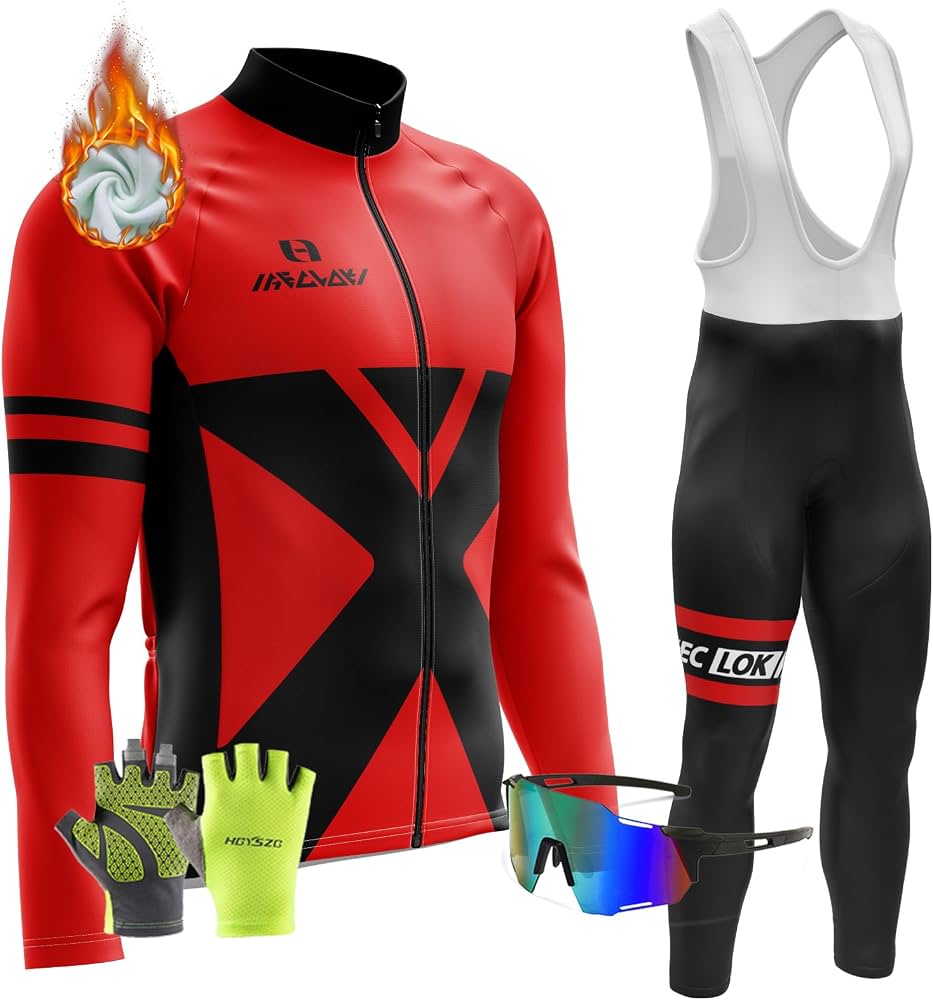 vetements-cycliste-041hel-1.jpg Vêtements Cyclisme Homme Hiver Tenue Cycliste en Polaire Thermique,Coussin Rembourrés en Gel 9D Pantalons Vélo Maillot de Velo VTT Manche Longue Jersey Ensemble de Combinaisons (TYP 1,XXS) : Amazon.fr: Mode – Image 1